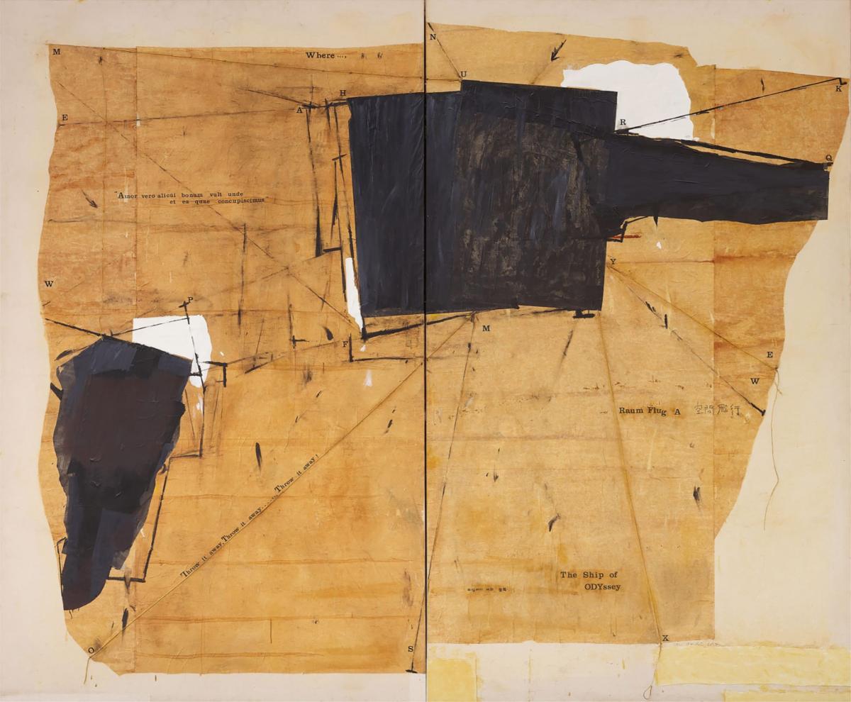 차우희, _A Ship of Odyssey Art Against Vioence 1_, 1992, 캔버스 위에 혼합매체, 201 x 166 x 3.5 cm, 전시 정경 _아시아나_전, 베니스 Cavendramin Calma © 작가 이미지 제공.jpg